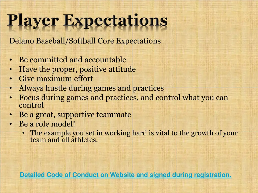 delano baseball softball core expectations
