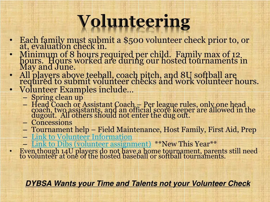 each family must submit a 500 volunteer check