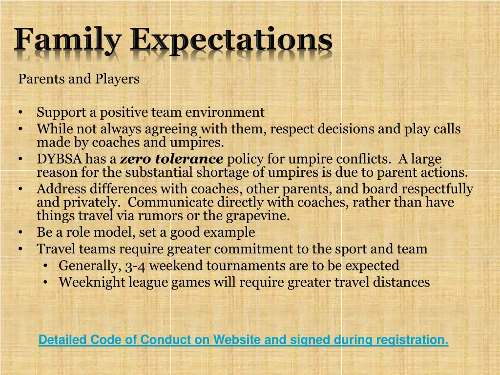 parents and players support a positive team