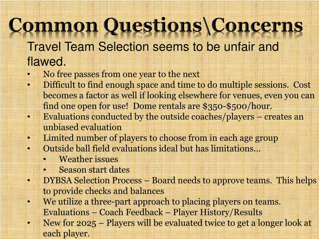 travel team selection seems to be unfair