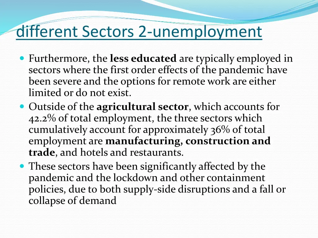 different sectors 2 unemployment