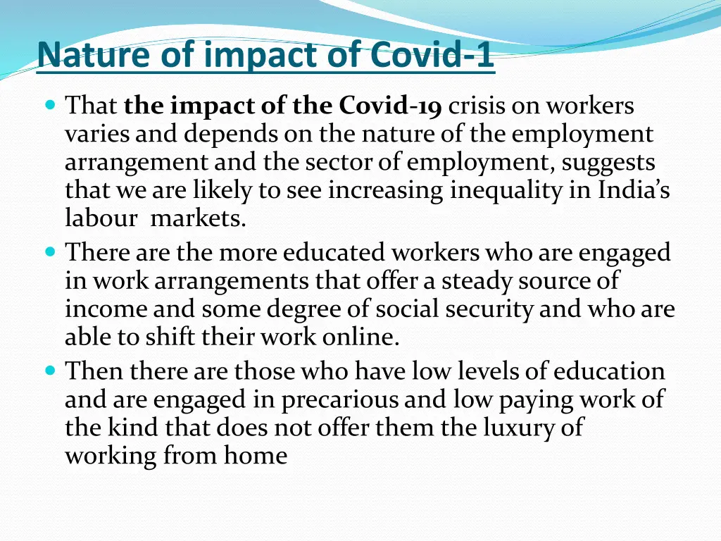 nature of impact of covid 1