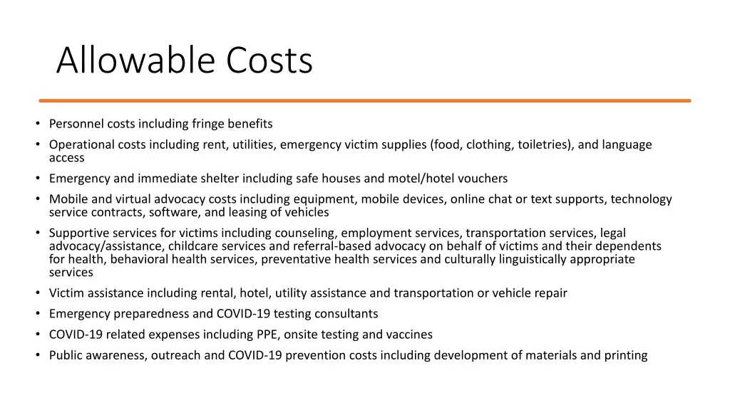 allowable costs