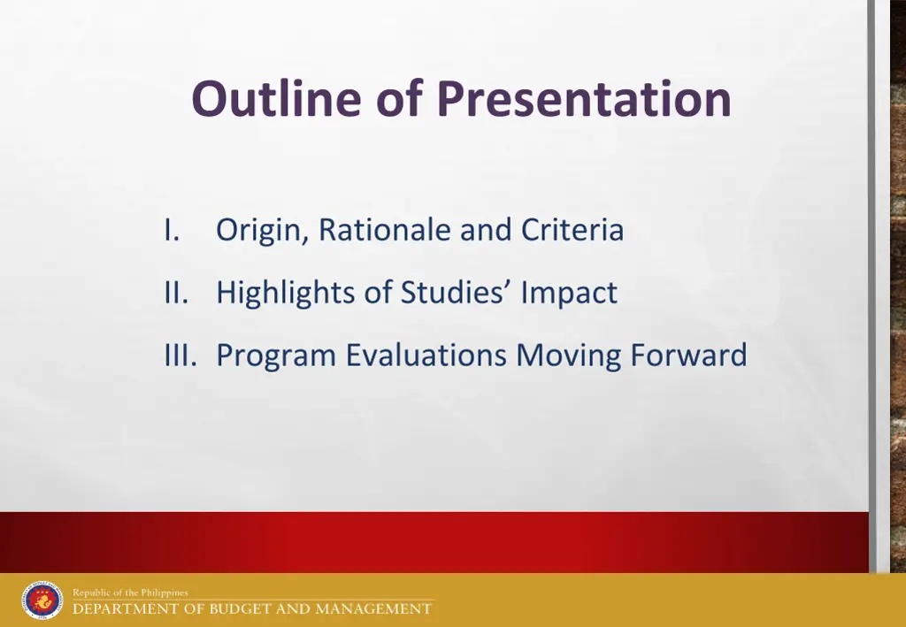 outline of presentation