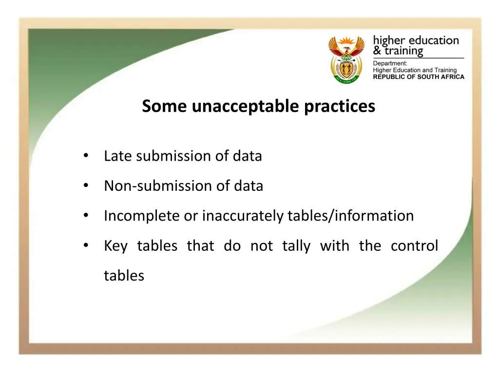some unacceptable practices