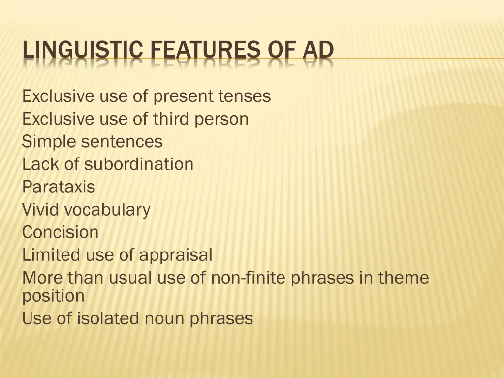 linguistic features of ad
