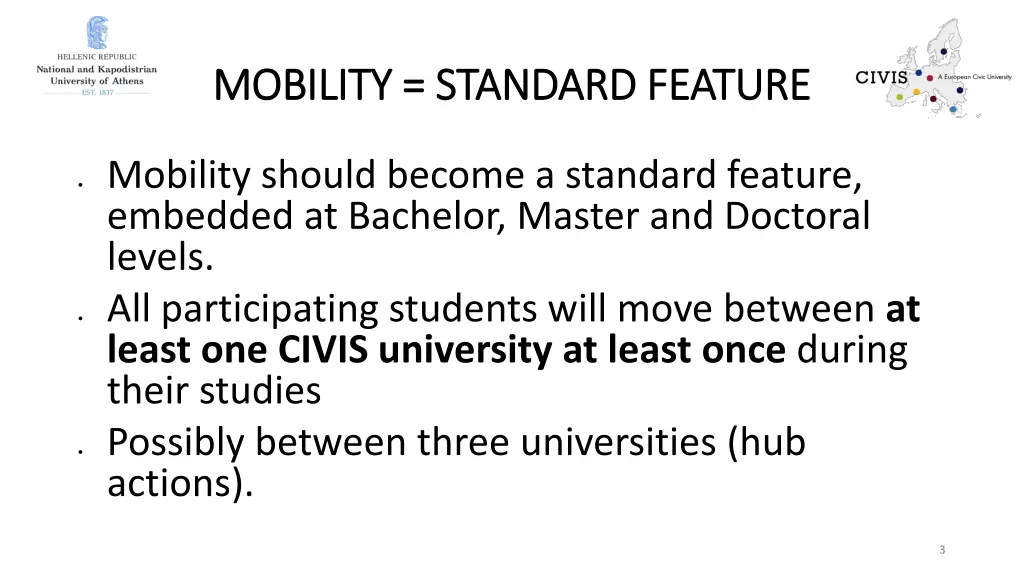mobility standard feature mobility standard