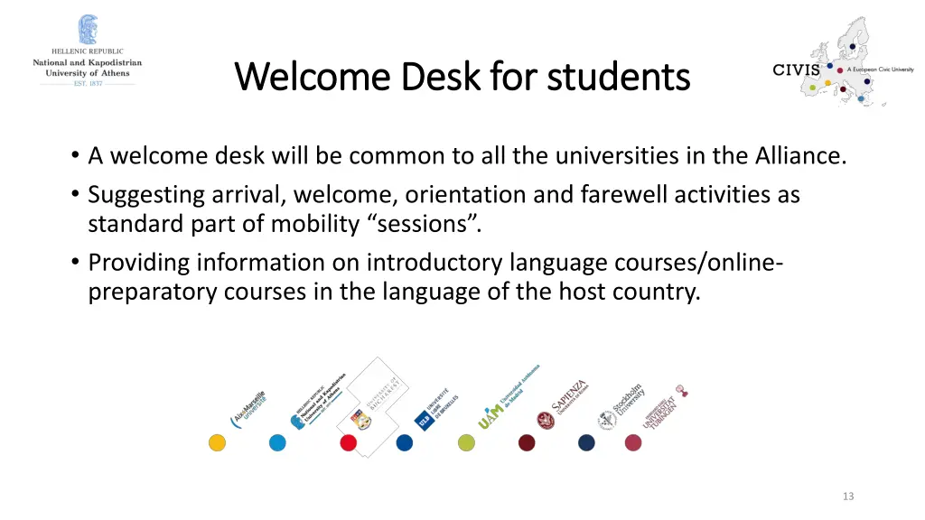 welcome desk for students welcome desk