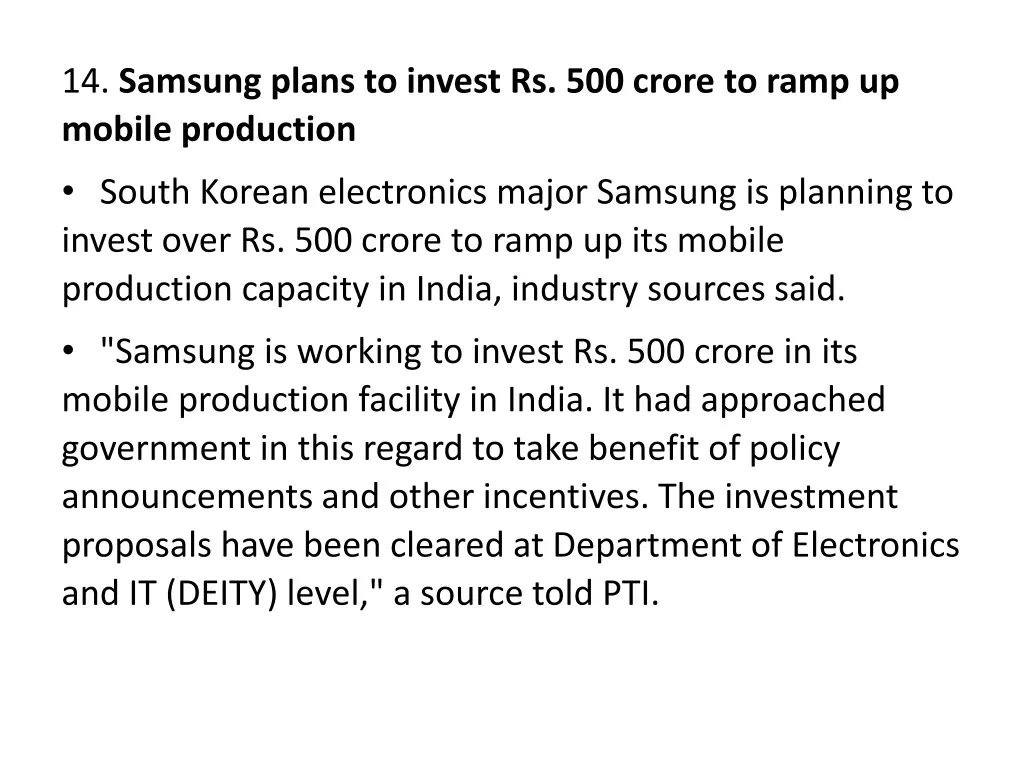 14 samsung plans to invest rs 500 crore to ramp