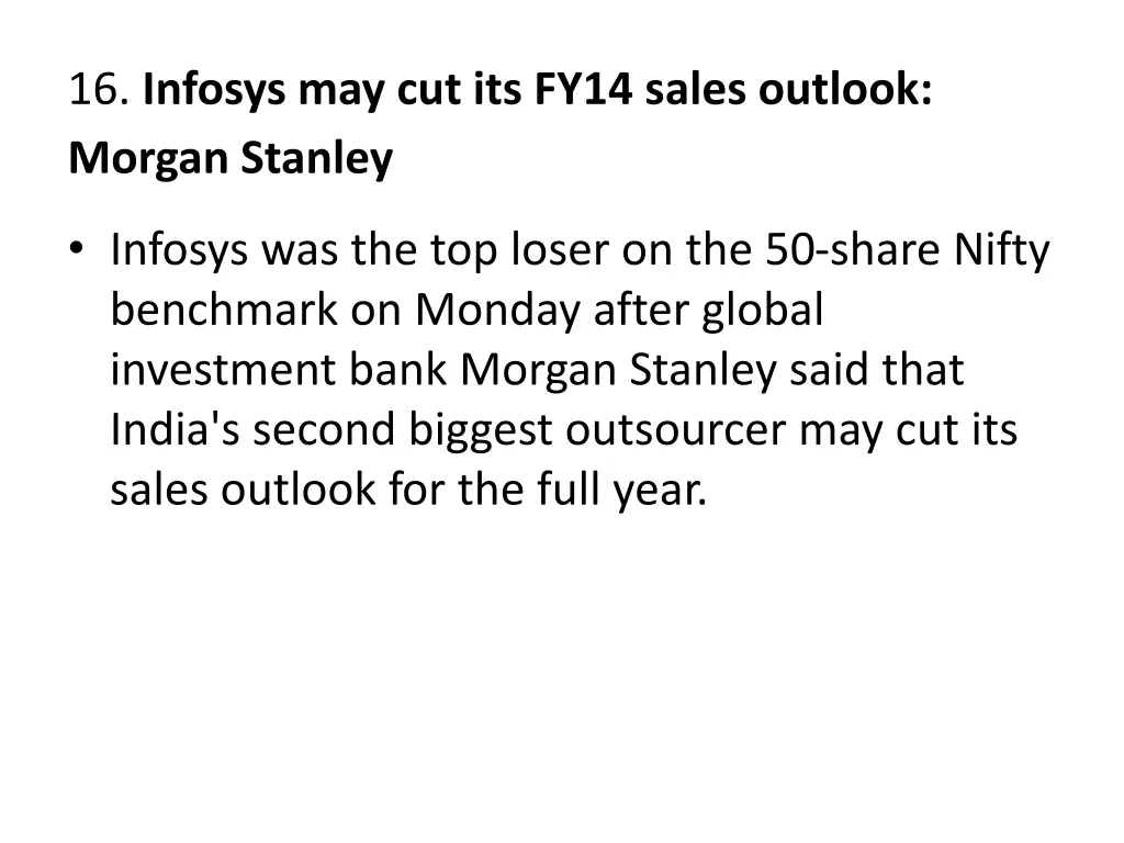 16 infosys may cut its fy14 sales outlook morgan