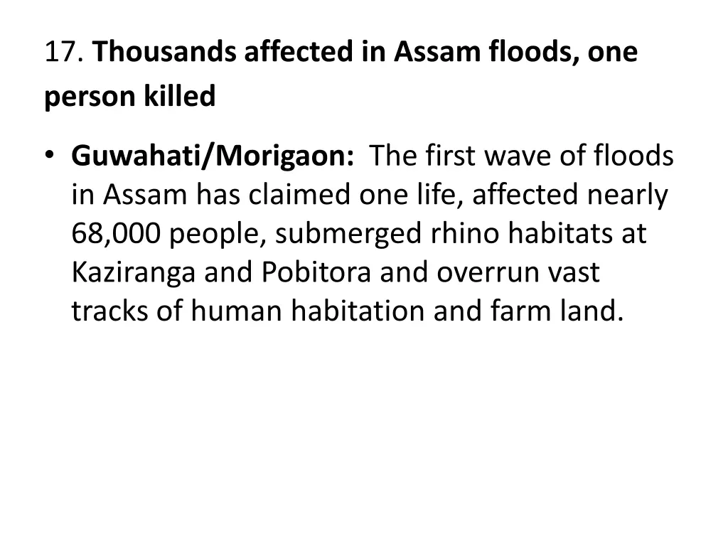 17 thousands affected in assam floods one person