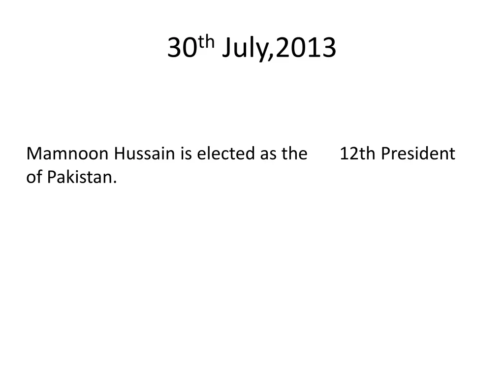 30 th july 2013