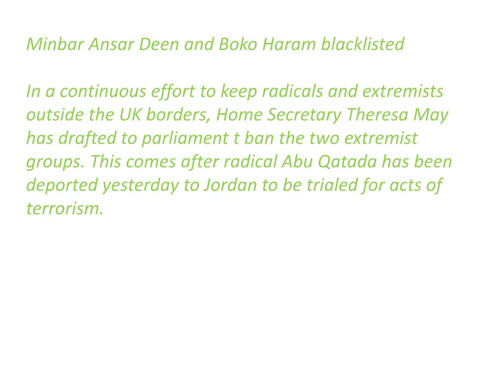 minbar ansar deen and boko haram blacklisted