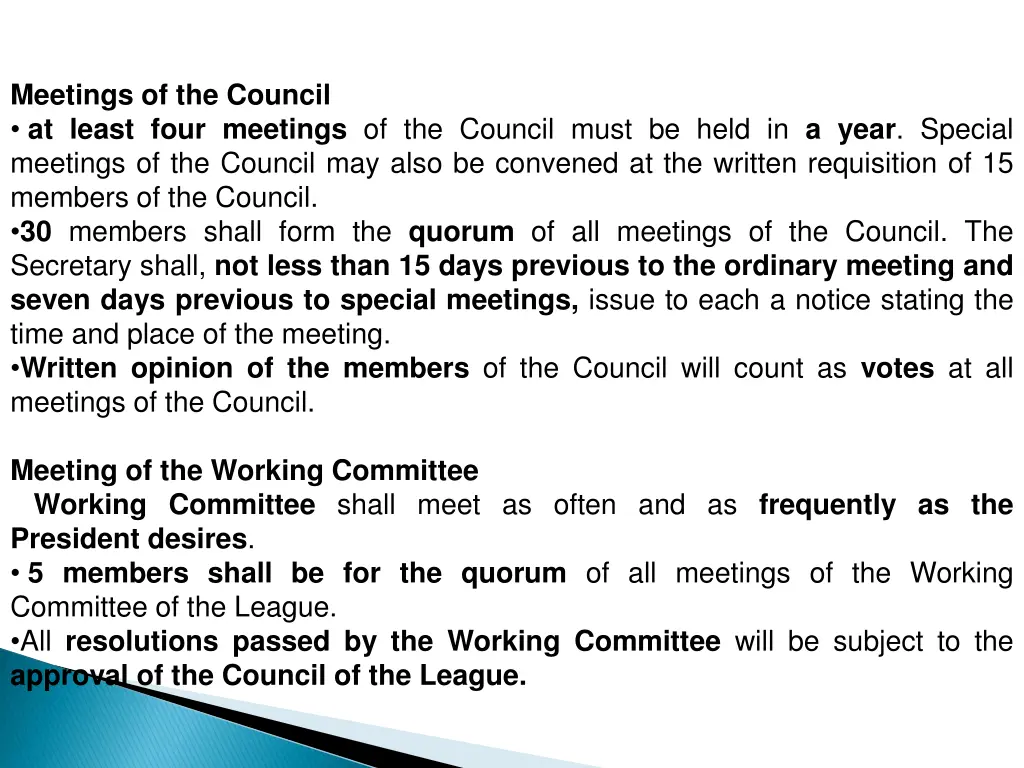 meetings of the council at least four meetings