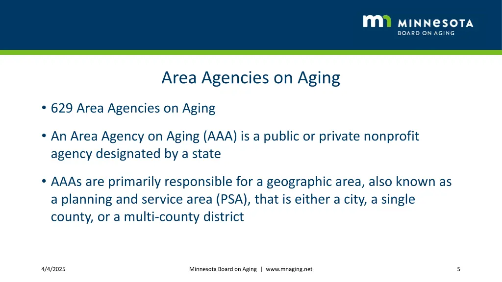 area agencies on aging