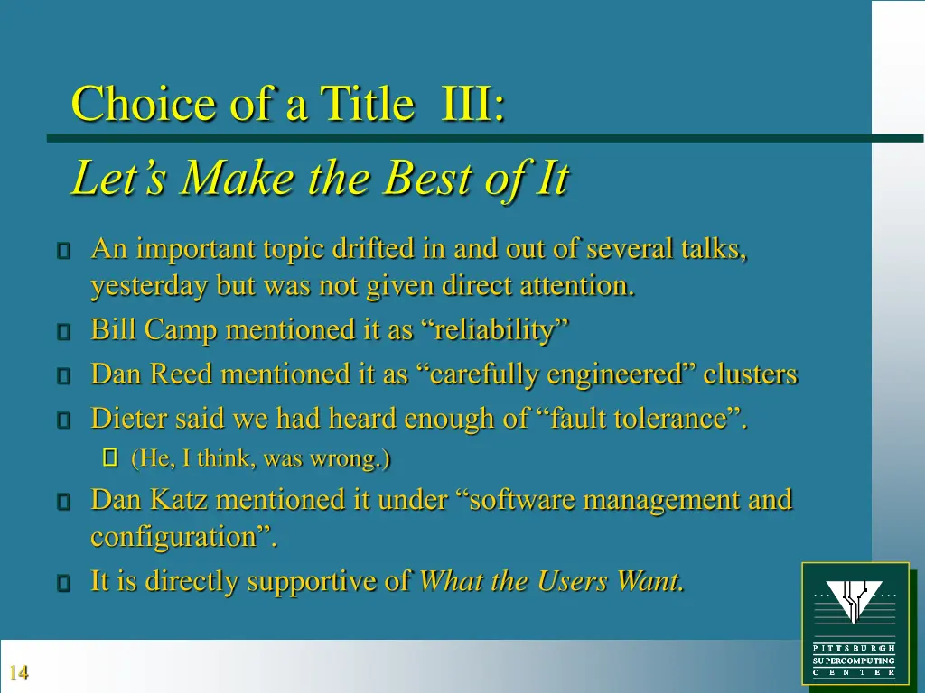 choice of a title iii let s make the best of it