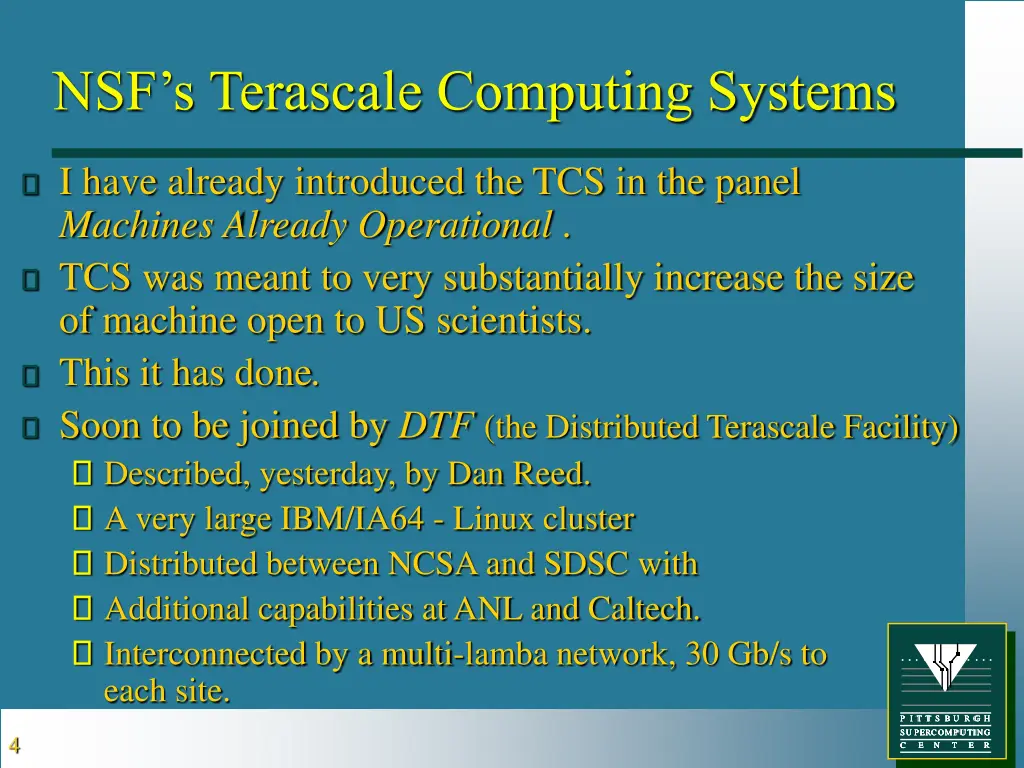 nsf s terascale computing systems