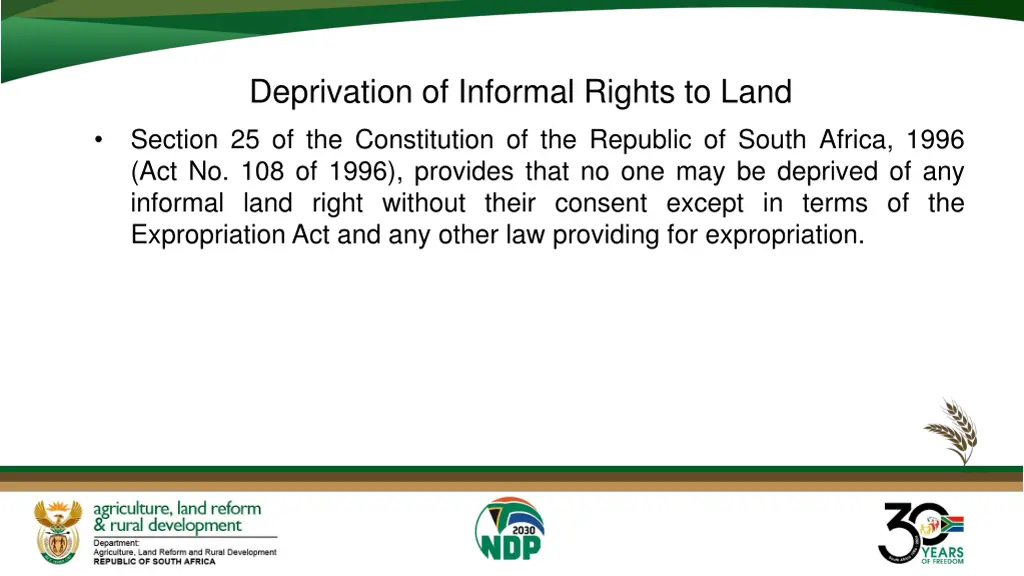 deprivation of informal rights to land