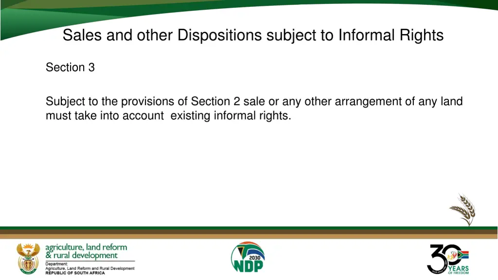 sales and other dispositions subject to informal