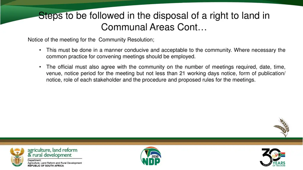 steps to be followed in the disposal of a right