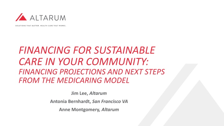financing for sustainable care in your community