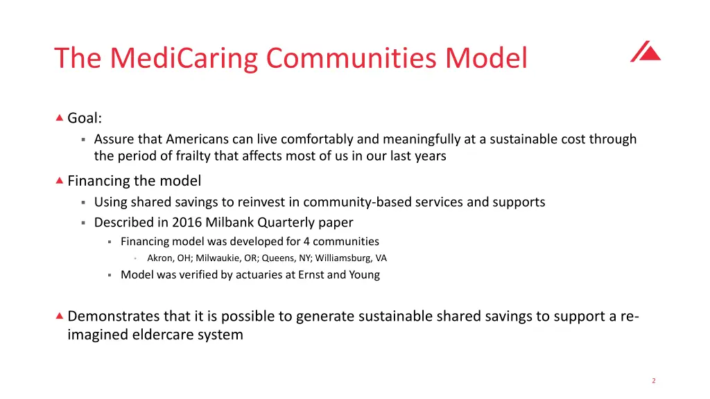 the medicaring communities model