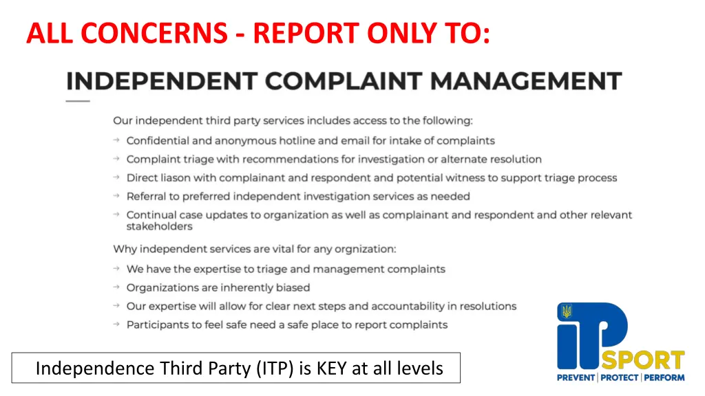 all concerns report only to