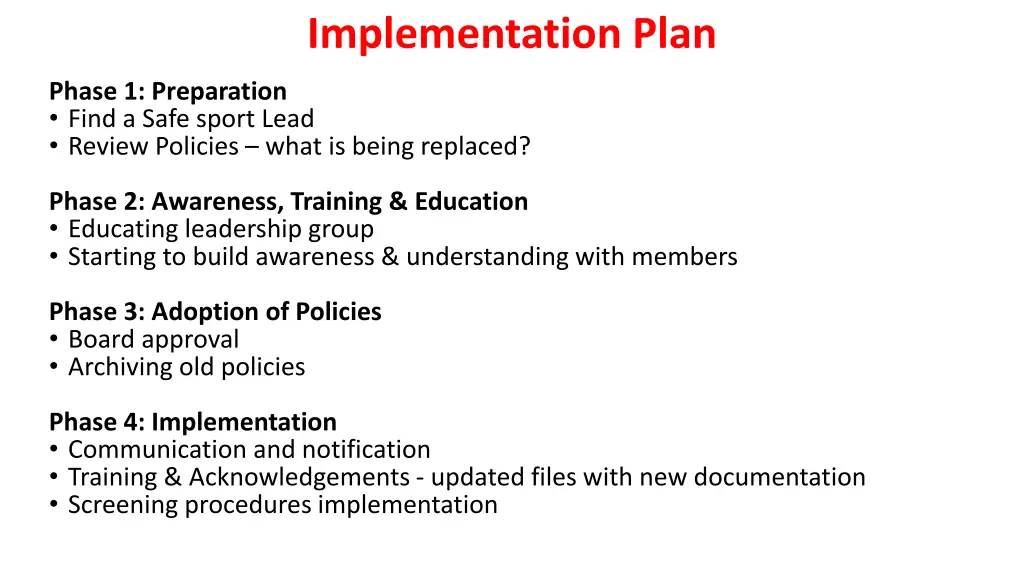 implementation plan