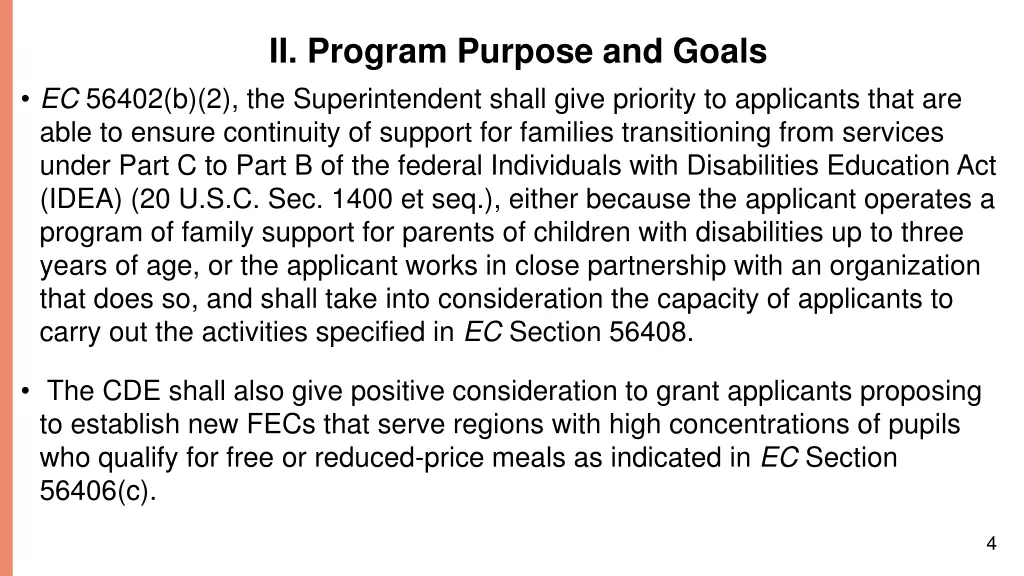 ii program purpose and goals ec 56402