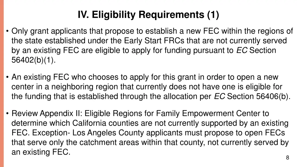 iv eligibility requirements 1