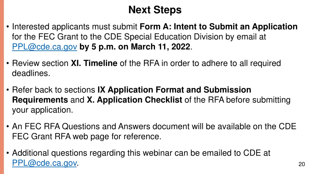 next steps