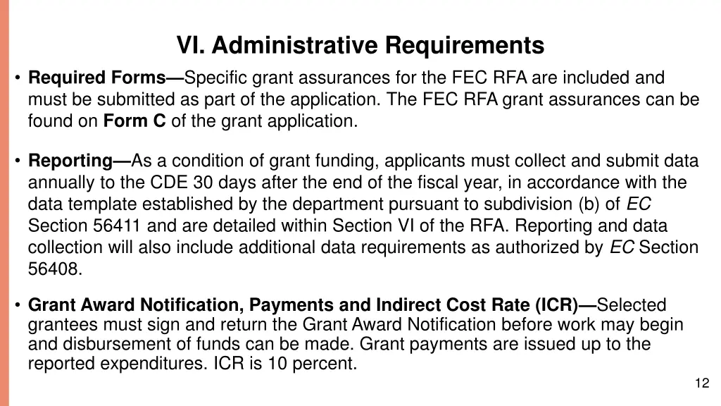 vi administrative requirements required forms