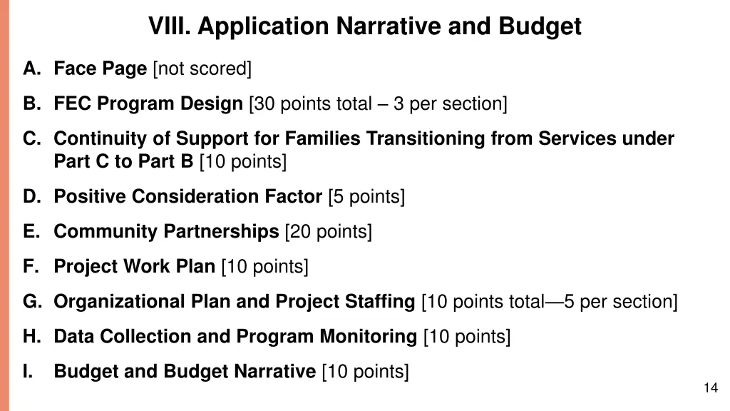 viii application narrative and budget