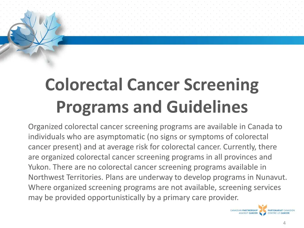colorectal cancer screening programs