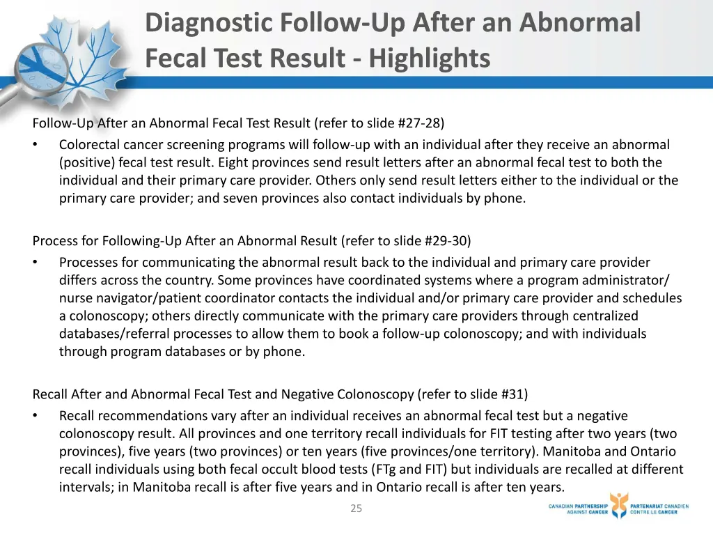 diagnostic follow up after an abnormal fecal test 1