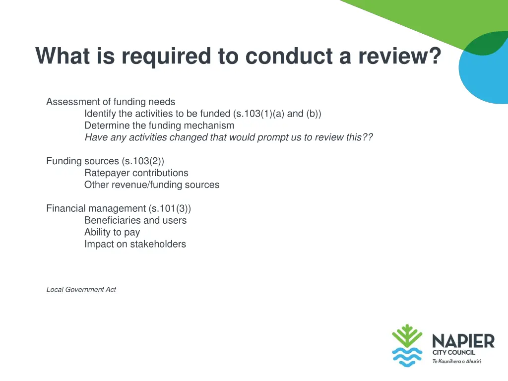 what is required to conduct a review
