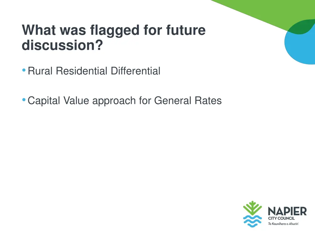 what was flagged for future discussion