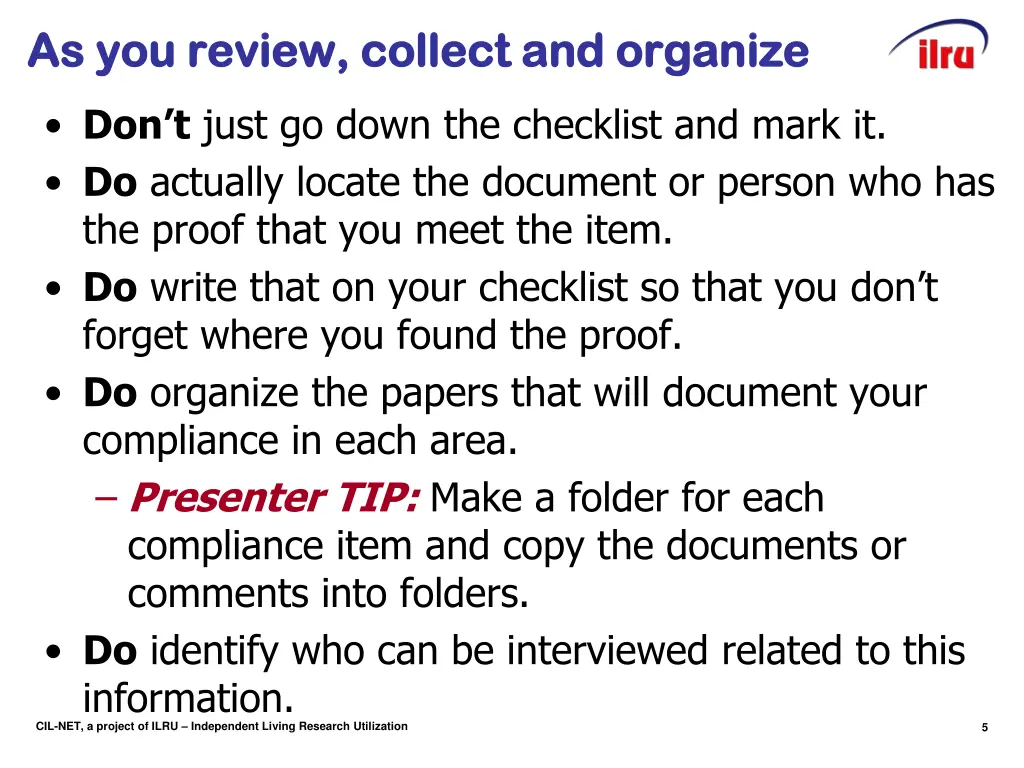 as you review collect and organize as you review