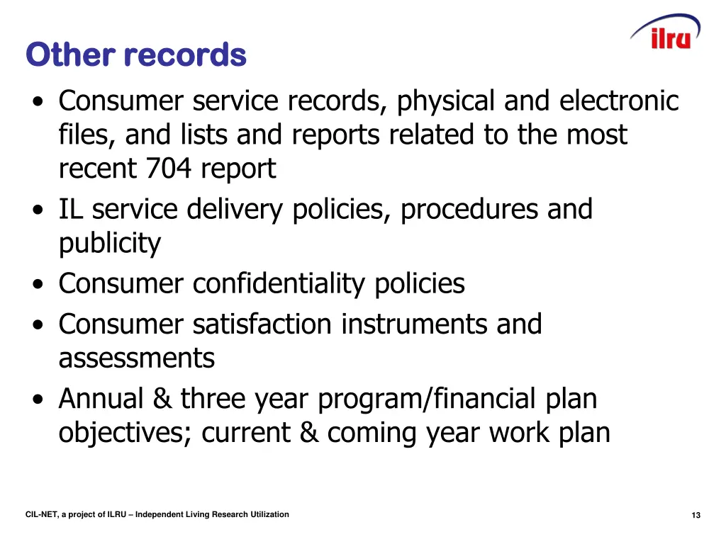 other records other records consumer service