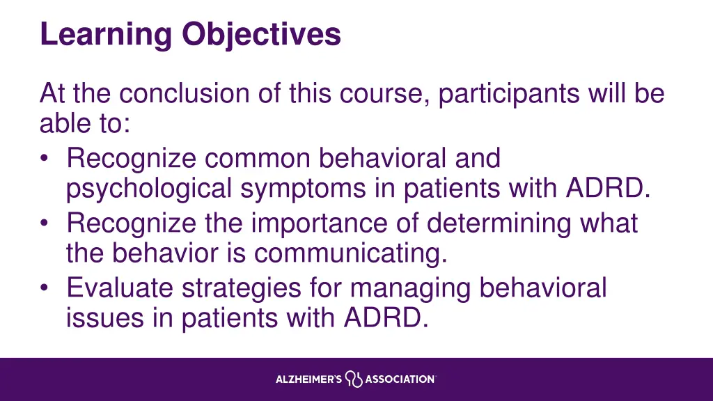 learning objectives