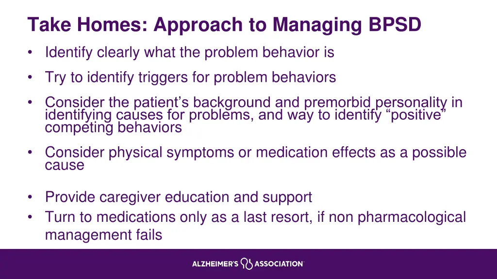 take homes approach to managing bpsd identify