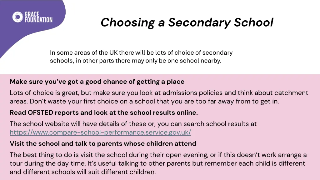 choosing a secondary school