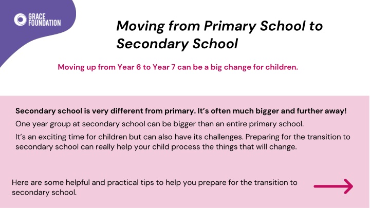 moving from primary school to secondary school