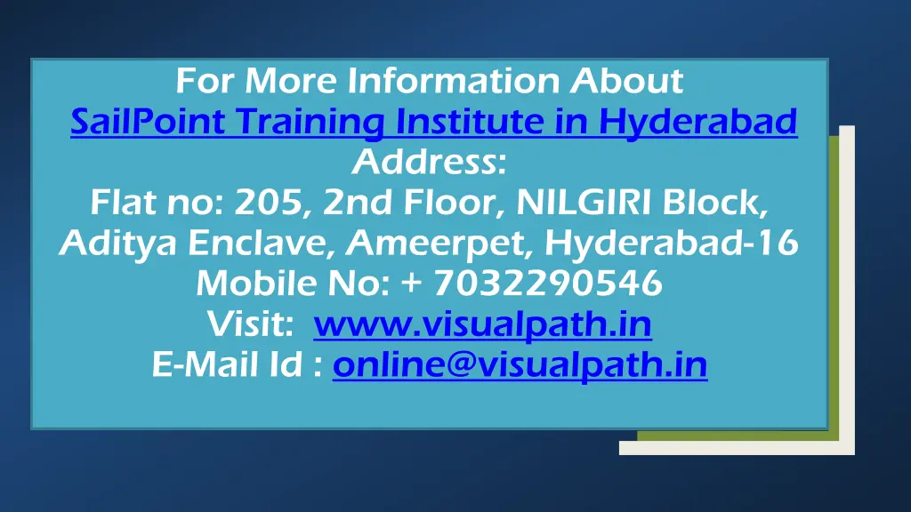 for more information about sailpoint training