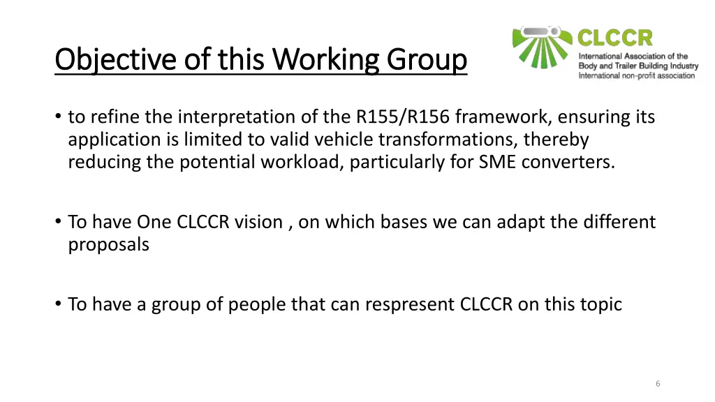 objective of this working group objective of this