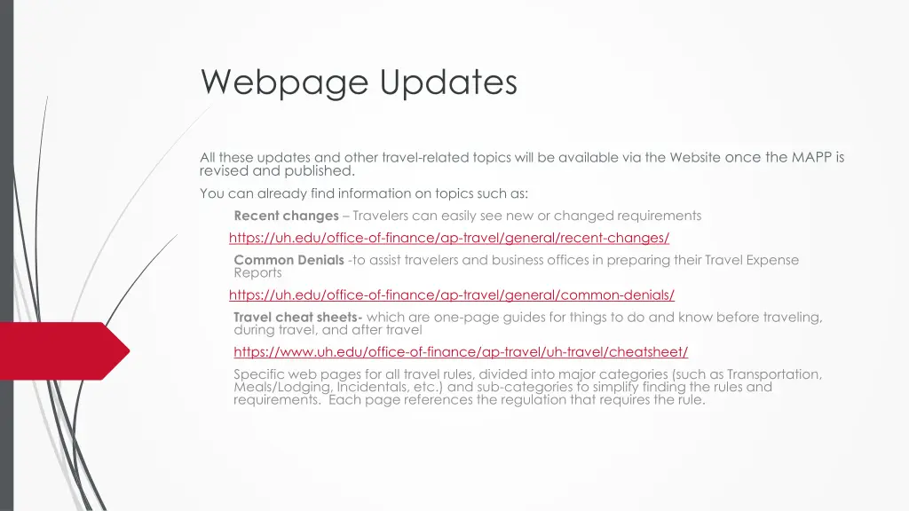 webpage updates