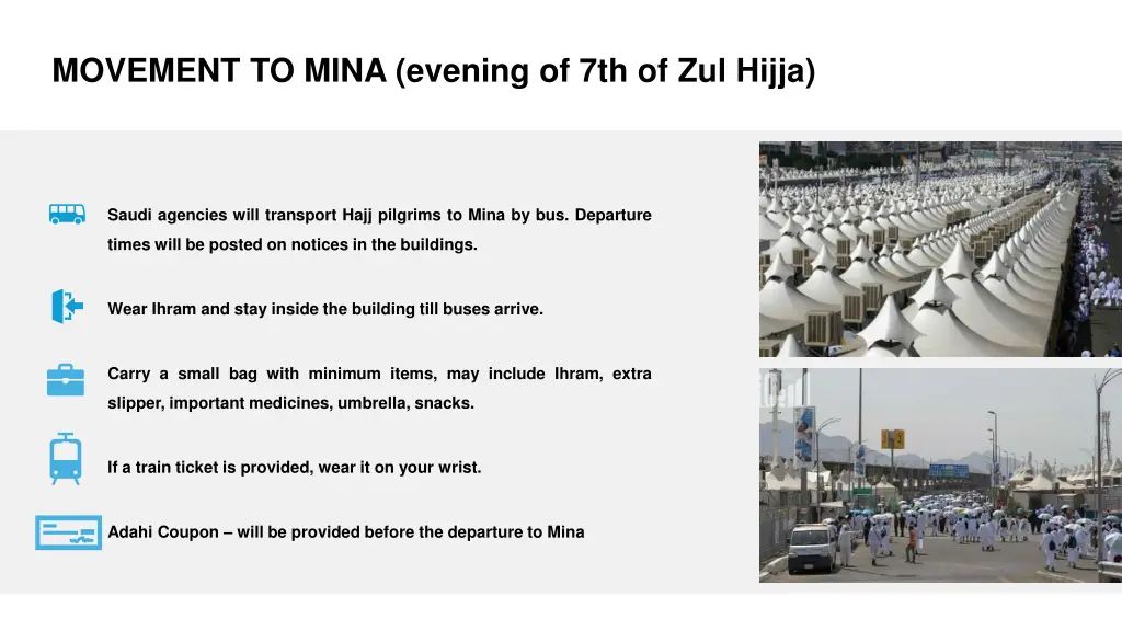movement to mina evening of 7th of zul hijja