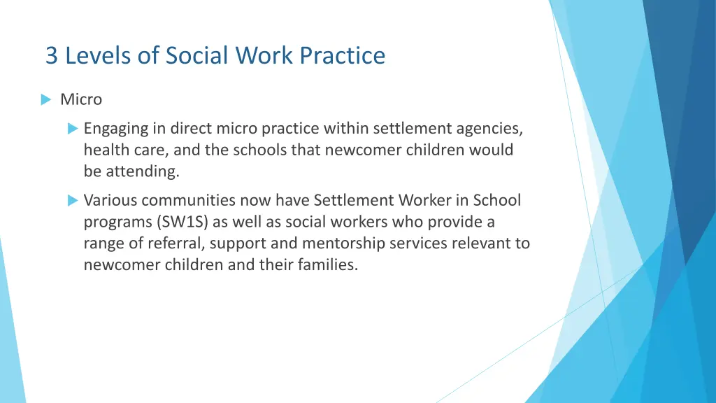 3 levels of social work practice