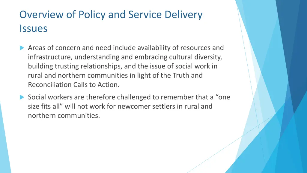 overview of policy and service delivery issues 1