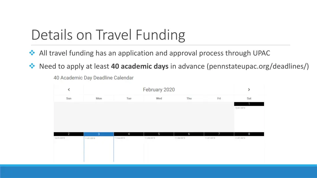 details on travel funding